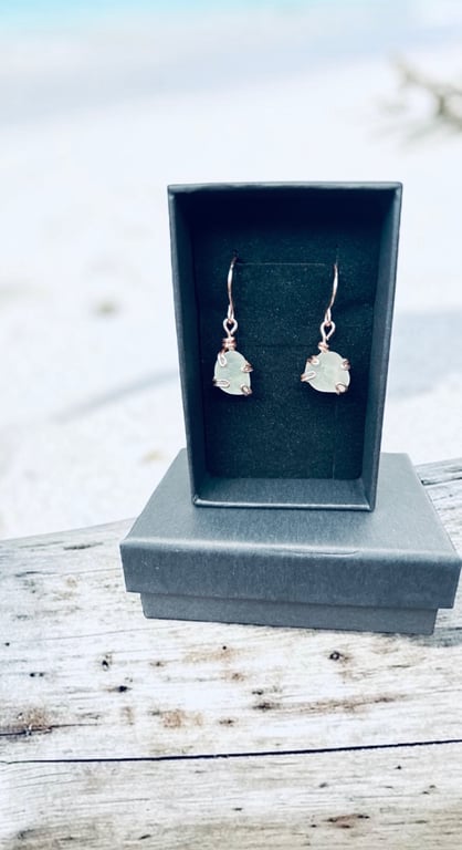 Sea Glass Earrings - Rose Gold