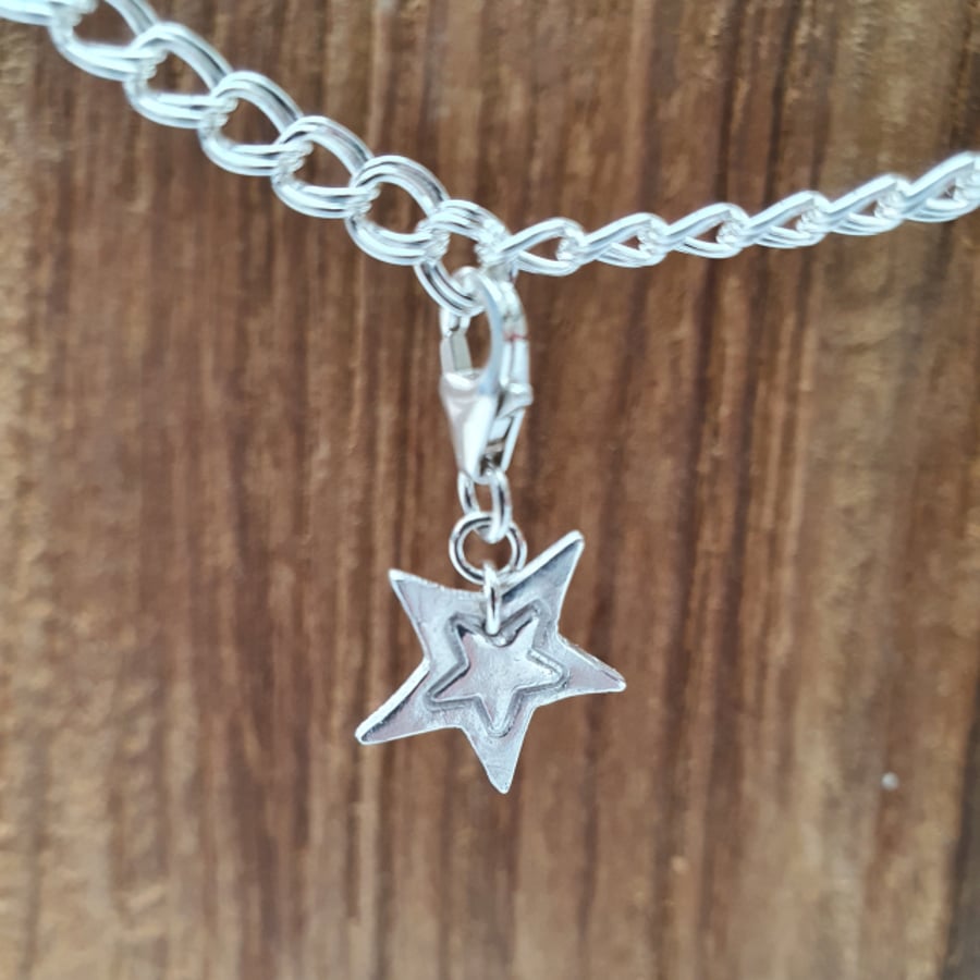 Fine Silver Star Charm or Stitch Marker