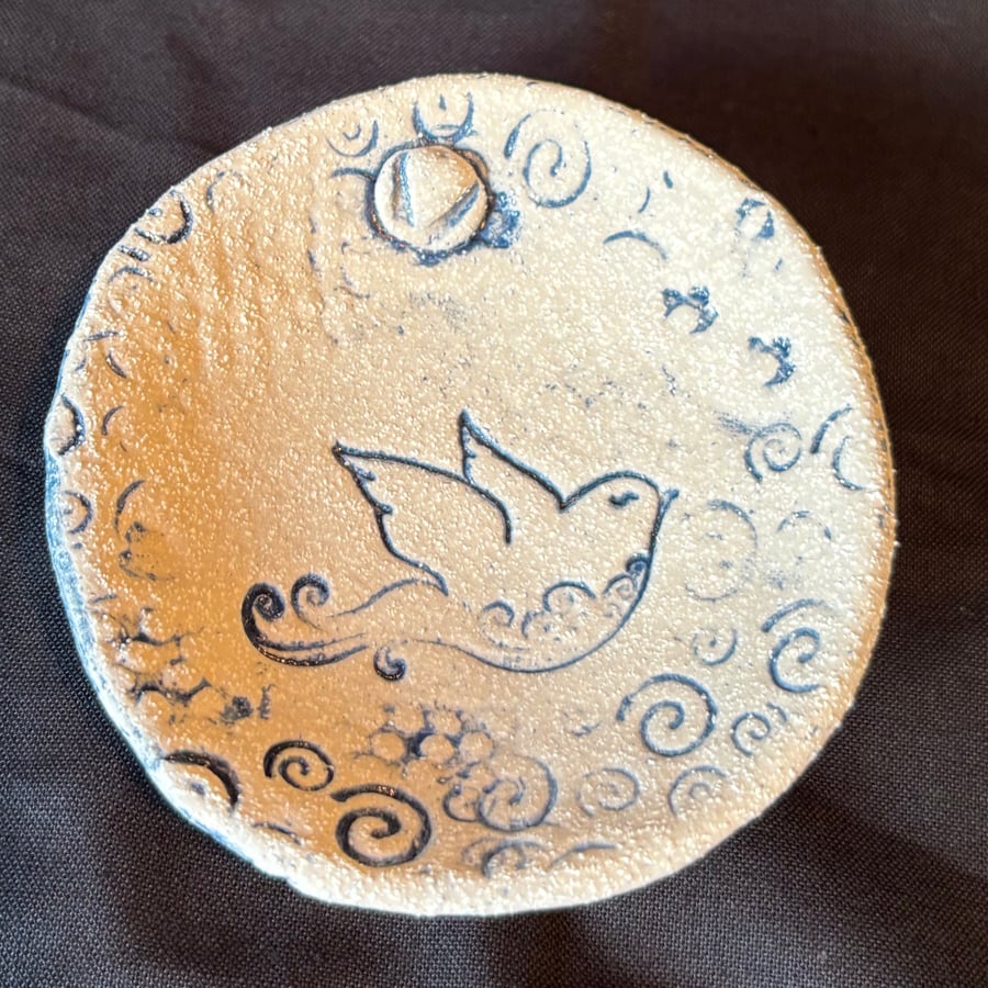 Blue and white embossed dishes