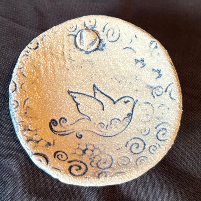 Blue and white embossed dishes