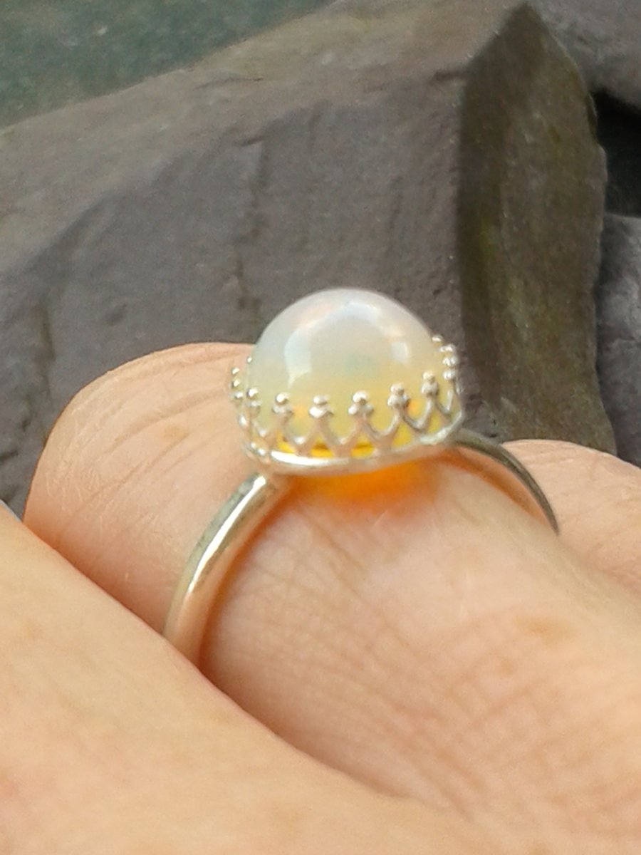 Fire Opal Silver Ring