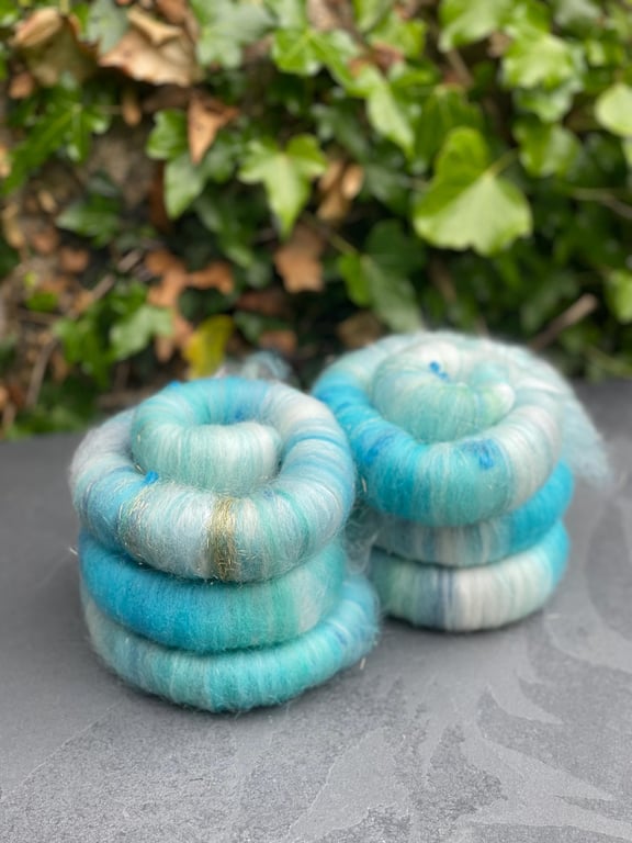 Rolags for Spinning, Mixed Fibres, Hand Blended Spinning Fibre for Fibre Crafts,