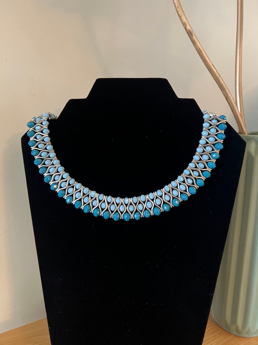 Collar Necklace - Sky & Teal 