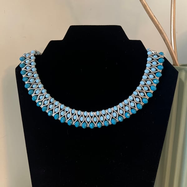 Collar Necklace - Sky & Teal 