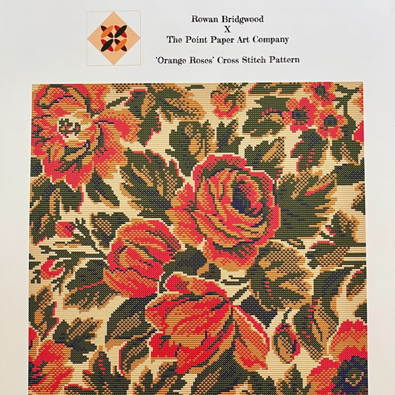 Digital Heritage Cross Stitch Pattern 'Orange Roses'