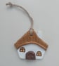 Handmade Clay Whimsical Storybook Cottage Hanging Ornament