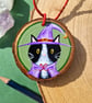 Tuxedo cat witch art, Black and white cat art, Halloween decoration, Cat gift