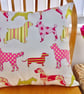 Feature Cushion Cover: Pink Dogs design 17" (43cm) Throw Pillow - Image 4