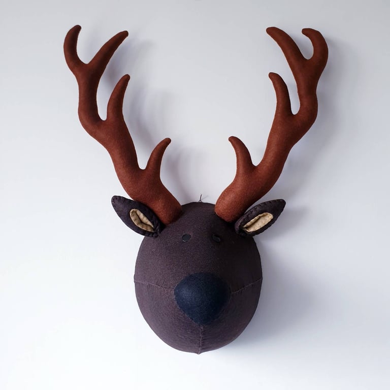 STAG - Felt Faux Taxidermy Deer - Wall Mounted Animal Head