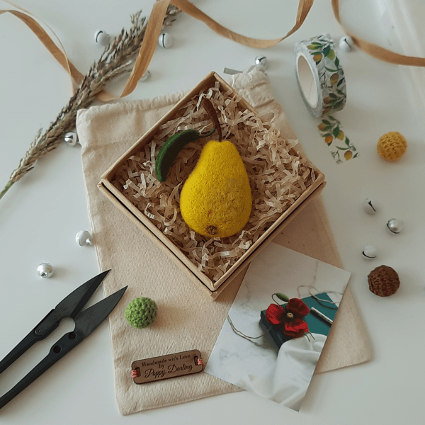 Needle Felt Merino- Yellow Pear Brooch
