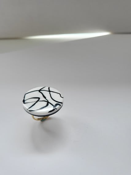 Handmade Polymer Clay Ring - Graffiti Glamour Ring
