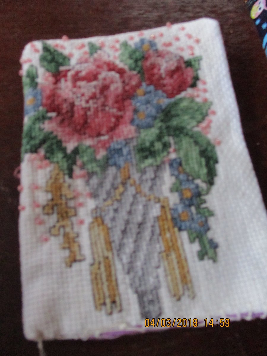 Cross Stitch Flowers in a Container Stuffed Picture
