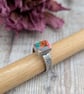 Sterling Silver Pink Surfite Geometric Pattern Ring - UK Size N - JBJ9014