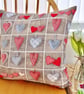 Cushion with Pad: Hearts in Squares Throw Pillow 17" (43cm)