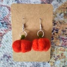 Needle-felted pumpkin earrings