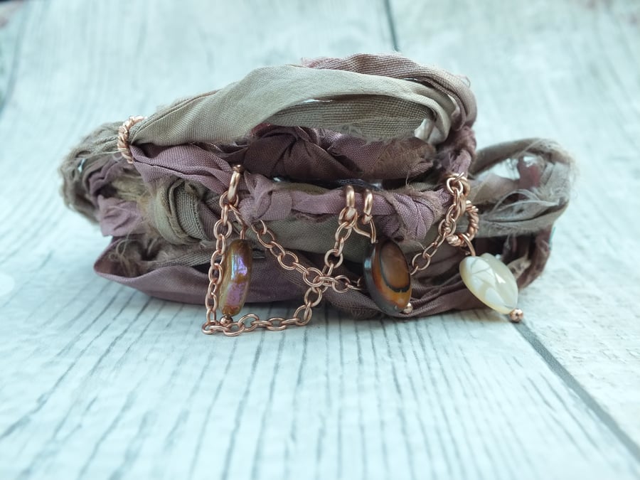 Boho Gypsy Wrap Hippie Bracelet Sari Textile