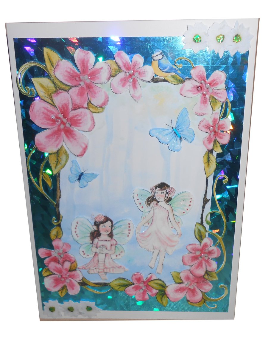 Fairies in flower frame - 3D