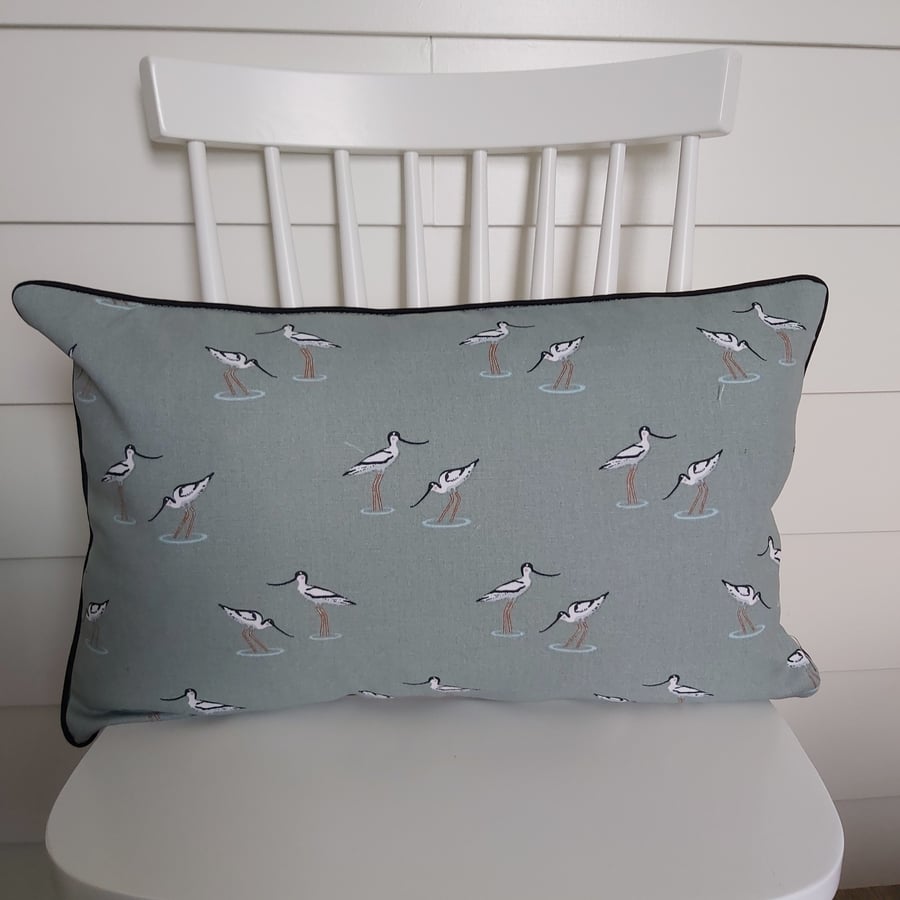 Sophie Allport Coastal Birds  Cushion  with Black Piping