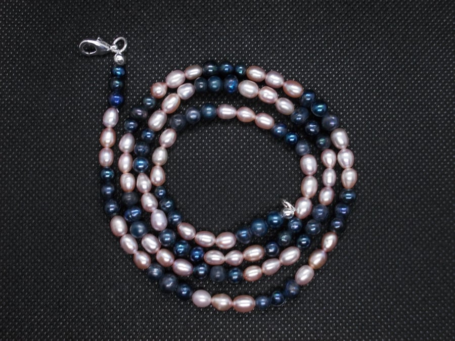 SALE - Two tone freshwater cultured pearl necklace