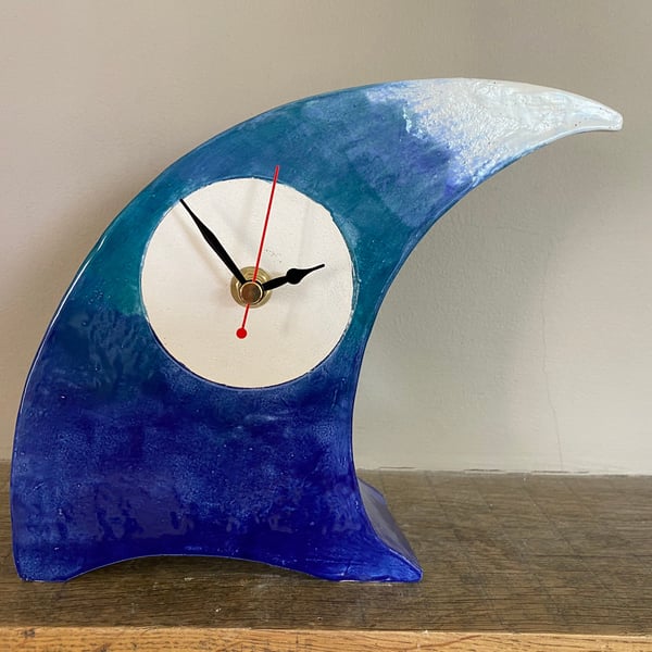 Unique Gift, Wave Clock for Mantel, Quirky Handmade Mantel Clock, Desktop Clock,