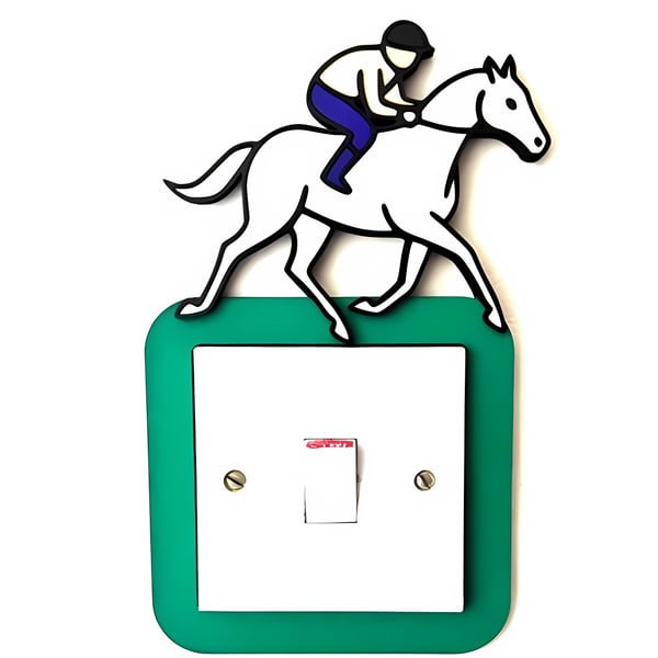 Equestrian Stallion Light Switch Surround Green Plywood Layered Wall Decor