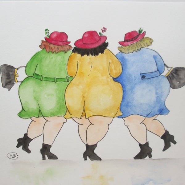 Best friends together original watercolor painting 