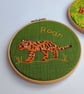 Embroidered hoop art - Tiger Roar Green - Image 3