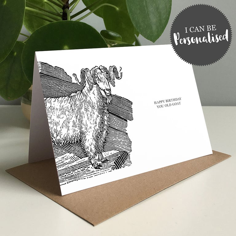 Happy Birthday You Old Goat Personalised Birthday Card Greeting Card, Goat Card
