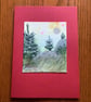 Hand painted Christmas Yule Card 'Hills at Yule'