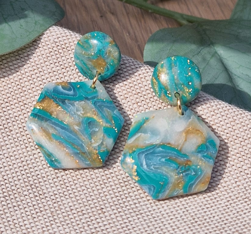 Polymer Clay Earrings: Shoreline 