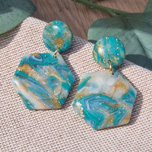 Polymer Clay Earrings: Shoreline 