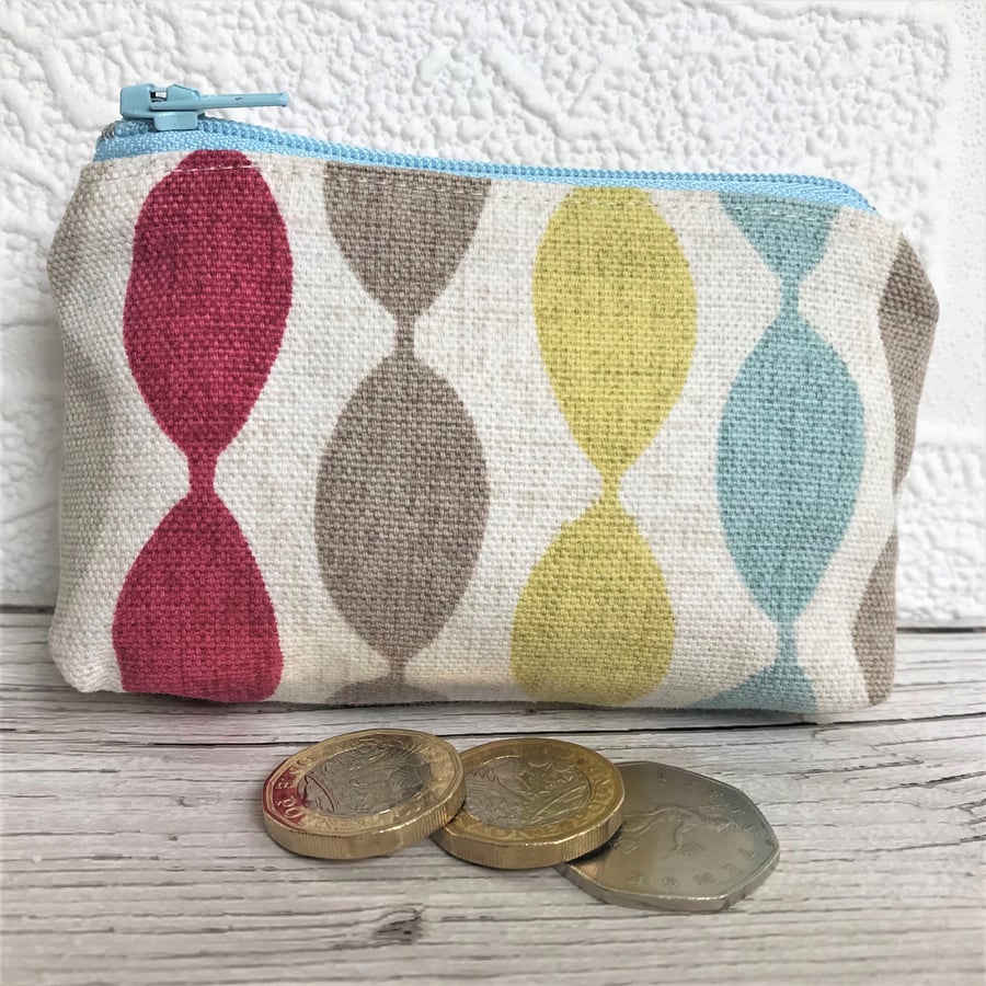 Small purse, coin purse with abstract stripes in bright colours