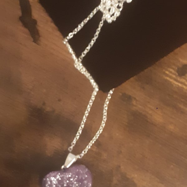 Purple silver 16 inch pendant