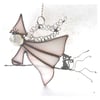 White Witch on Broomstick Suncatcher Stained Glass 
