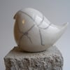 Raku glazed round bird