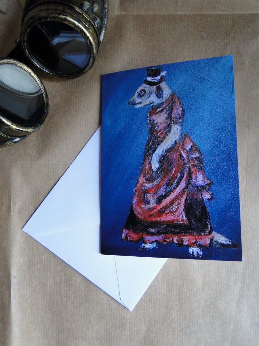 Steampunk Meerkat Greeting Card From my Original Art Acrylic Painting