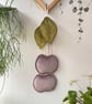Heather Pink Velvet Cherry Wall Hanging Olive Green Leaves Fruit Nursery Decor - Image 2