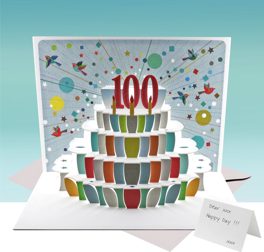 Pop Up Age 100 Birthday Card, 100th Birthday Card, Happy Birthday - POP156