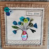 Handmade, fabric, free motion machine embroidery Mother's Day cards  