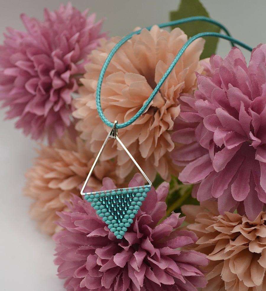 Teal Triangle Geometric Pendant