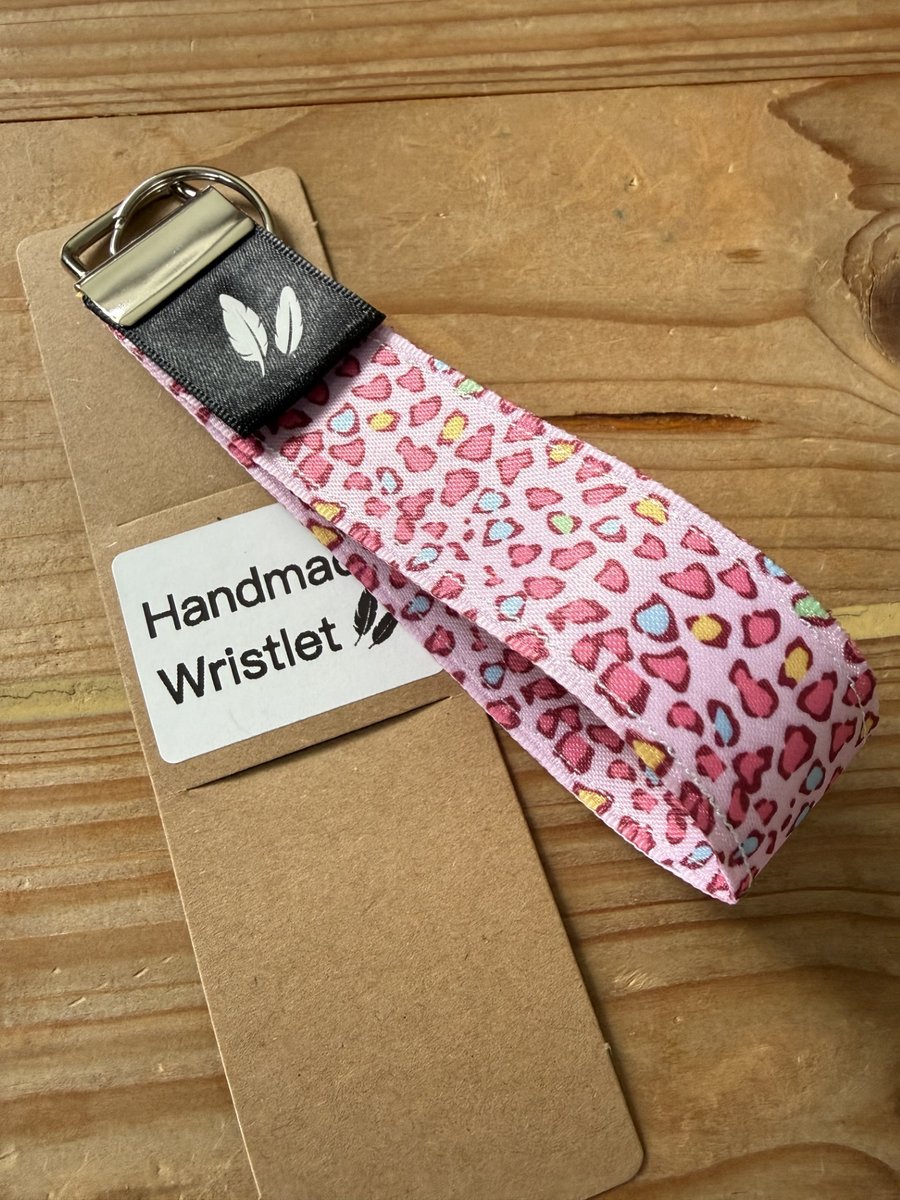 Pink Animal Print Handmade Wristlet