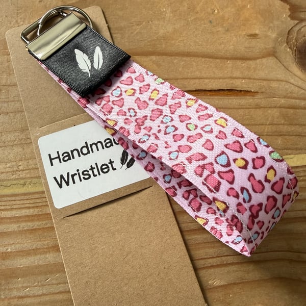 Pink Animal Print Handmade Wristlet