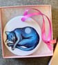 Lunar Cat ceramic ornament - blue cat decoration, stocking filler  - Image 2