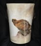Golden Eagle . Handpainted bone china lionshead vase . 