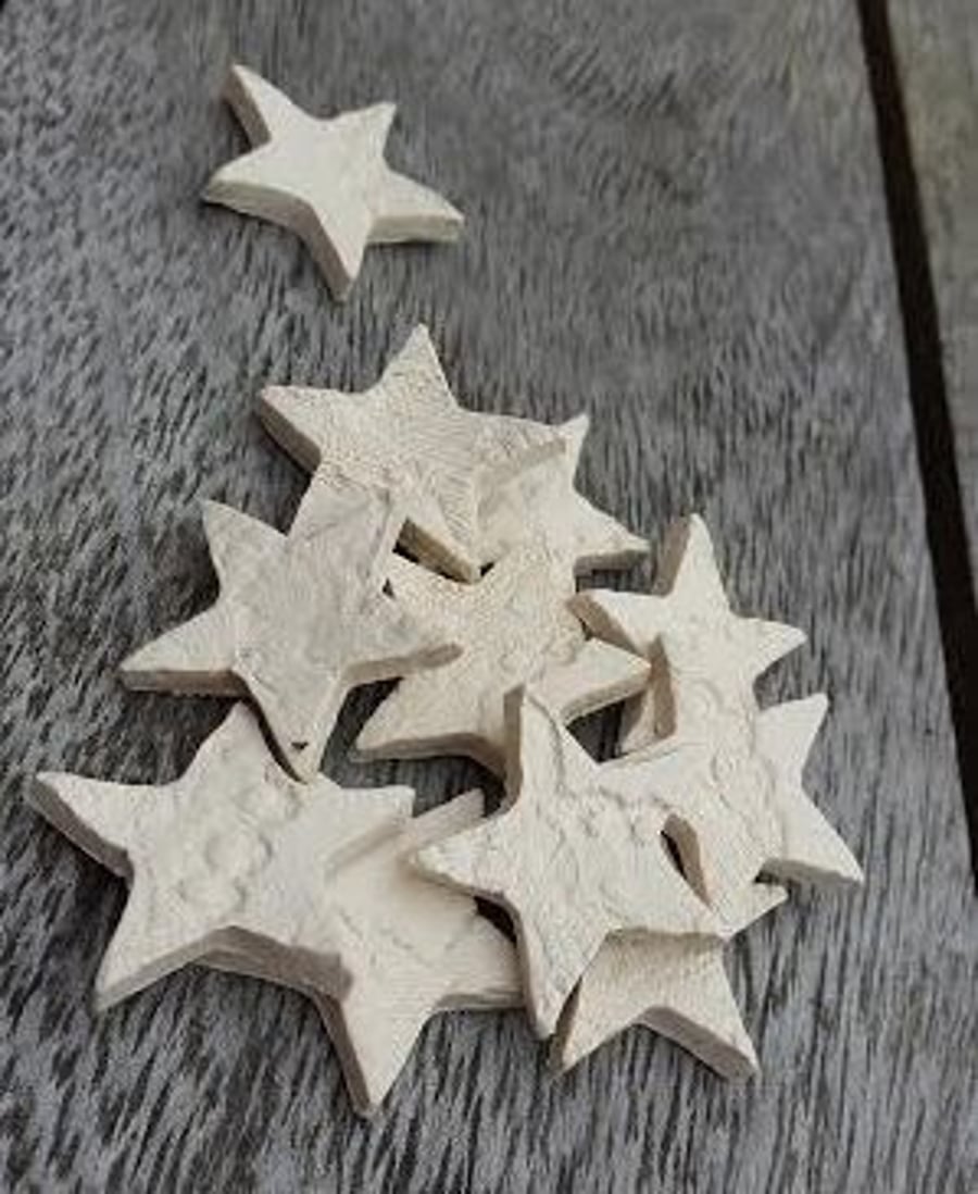 10 Ceramic Star Charms for Crafts