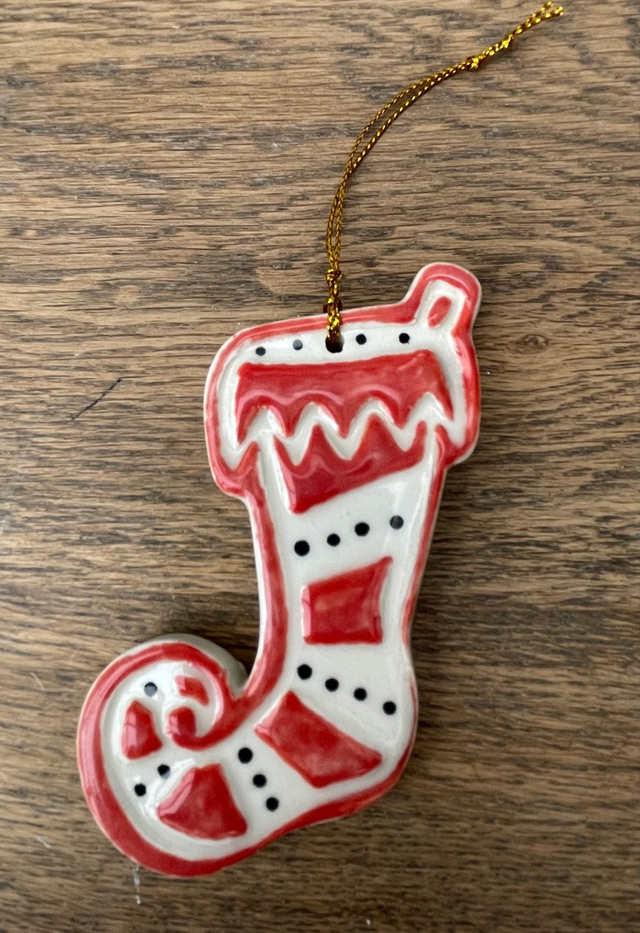 Handmade ceramic Christmas red white black stoc... Folksy