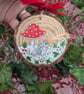 Mouse hand-painted Christmas log slice decoration  - Image 2