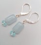 Earrings With Pale Blue Rectangular Bead and Light Blue Crystal Rondelle Beads - Image 5