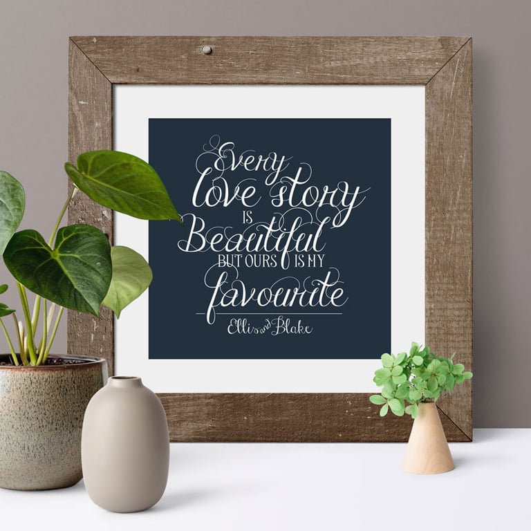 Love Story Romantic Personalised Print - 5 colour options