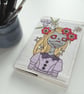 freemotion embroidered spring floral lady zombie A6 sketchbook notebook - Image 7